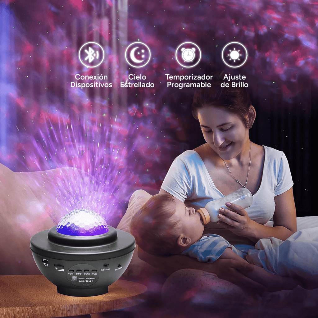 Lampara Proyector de Estrellas LED, Proyector Galaxias con Altavoz, Mando a Distancia y Temporizador, Proyector de Estrellas para Dormitorio, Múltiples Modos de Luz y Colores