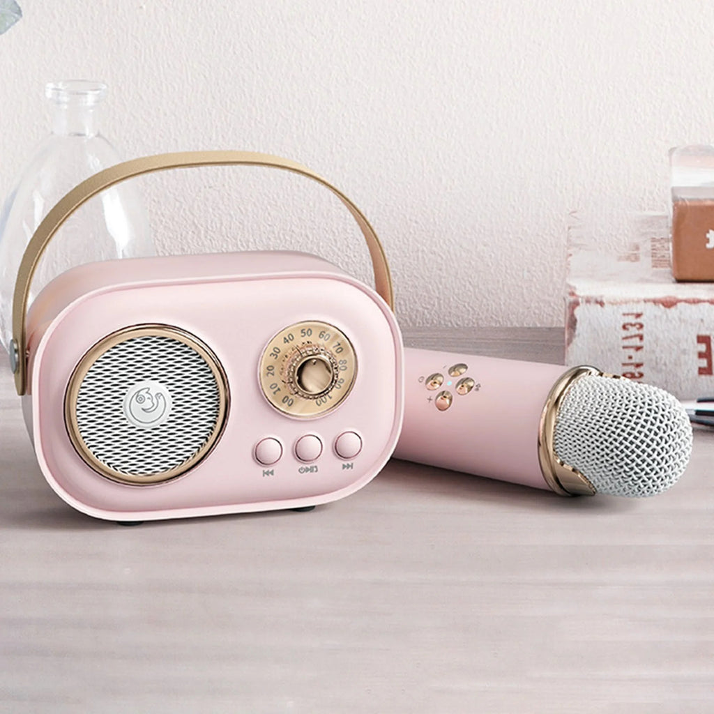 Mini Karaoke Portatil, Altavoz con Micrófono Inalámbrico para Cantar, Efectos de Voz, Ideal para Fiestas