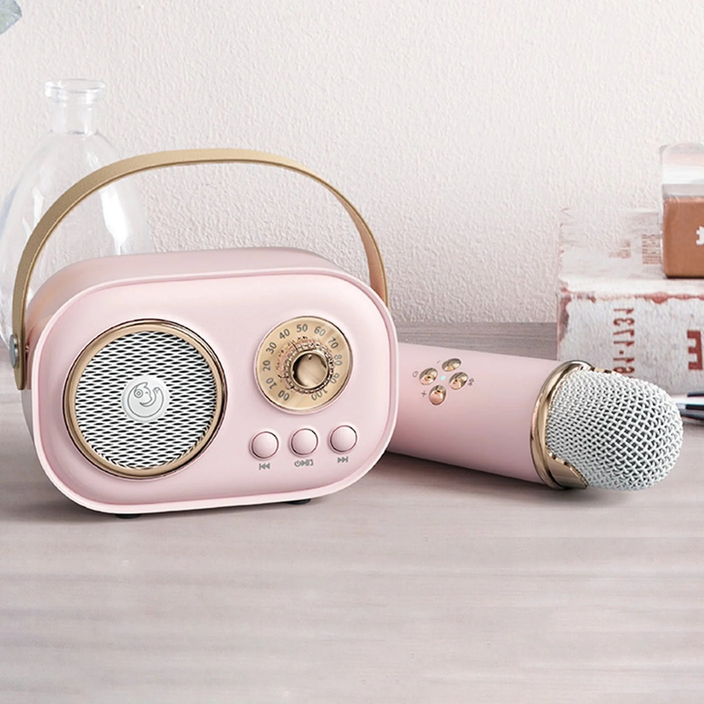 Mini Karaoke Portatil, Altavoz con Micrófono Inalámbrico para Cantar, Efectos de Voz, Ideal para Fiestas
