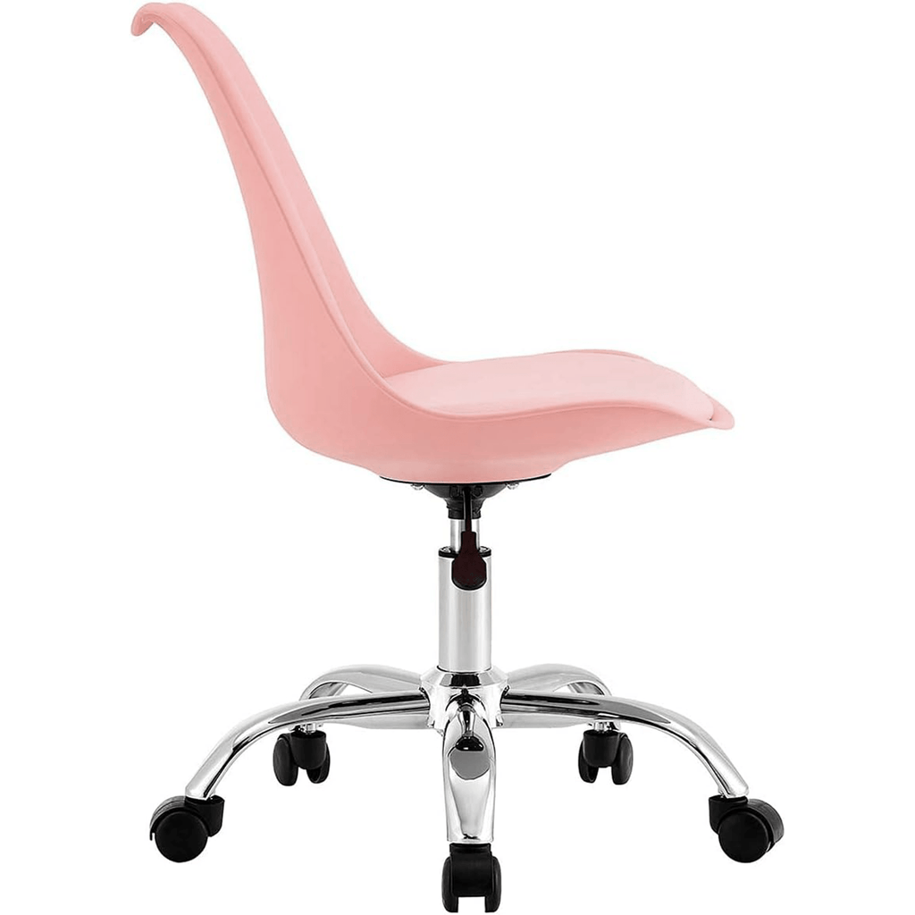 Silla Escritorio Ergonómica con Ruedas, Silla Oficina Giratoria con Altura Ajustable, Acolchada, Estilo Nórdico, Ideal para Estudio y Oficina
