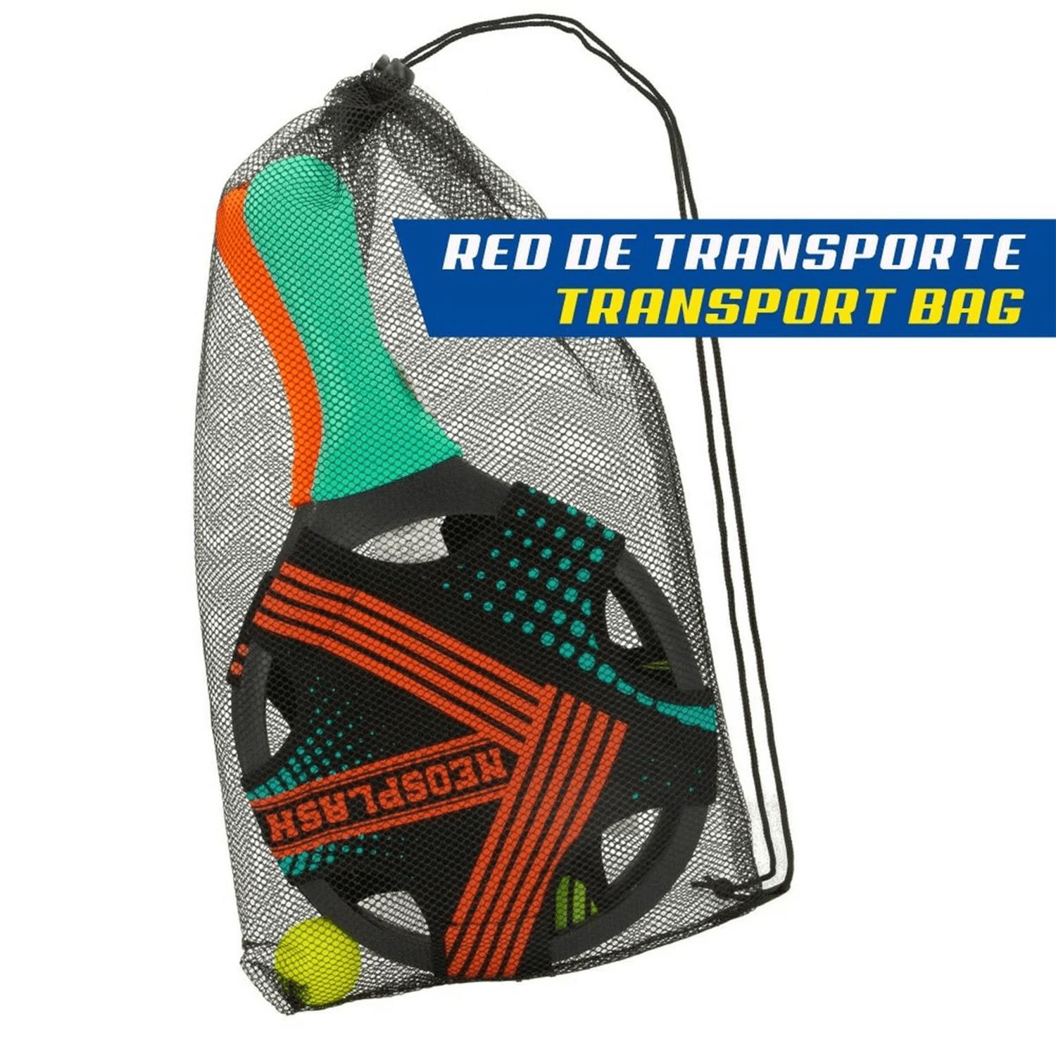 Set 2 Palas de Playa y Pelota, 2 Palas de Playa de Neopreno, Incluye Pelota de PVC y Red de Transporte, Raquetas con Agarre Cómodo ideales para Playa y Deportes al Aire Libre