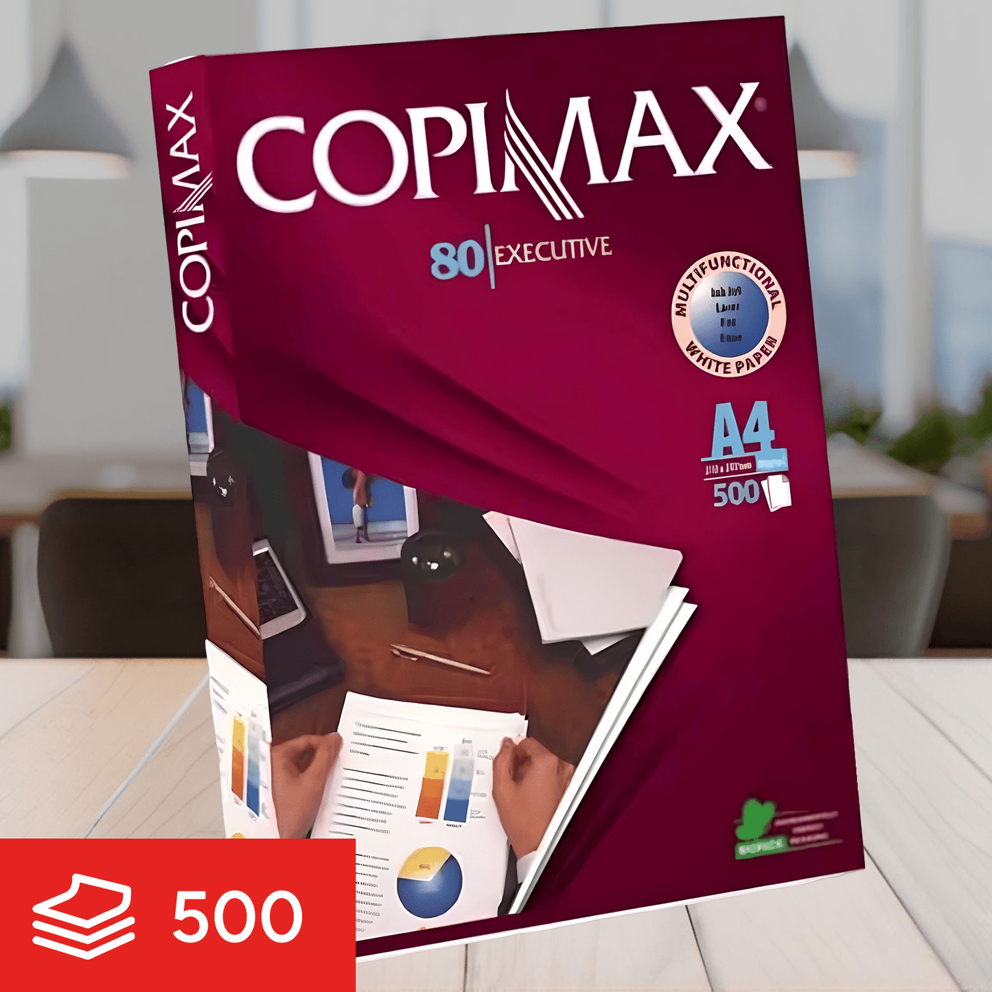Folios Blancos A4 210 x 297mm, 80gr/m², Alta Opacidad, Papel Blanco Multifunción, Ideal para Impresoras, Fotocopiadoras y Fax, Compatibilidad Universal, 500/2500 Hojas