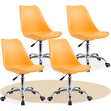 Silla Escritorio Ergonómica con Ruedas, Silla Oficina Giratoria con Altura Ajustable, Acolchada, Estilo Nórdico, Ideal para Estudio y Oficina