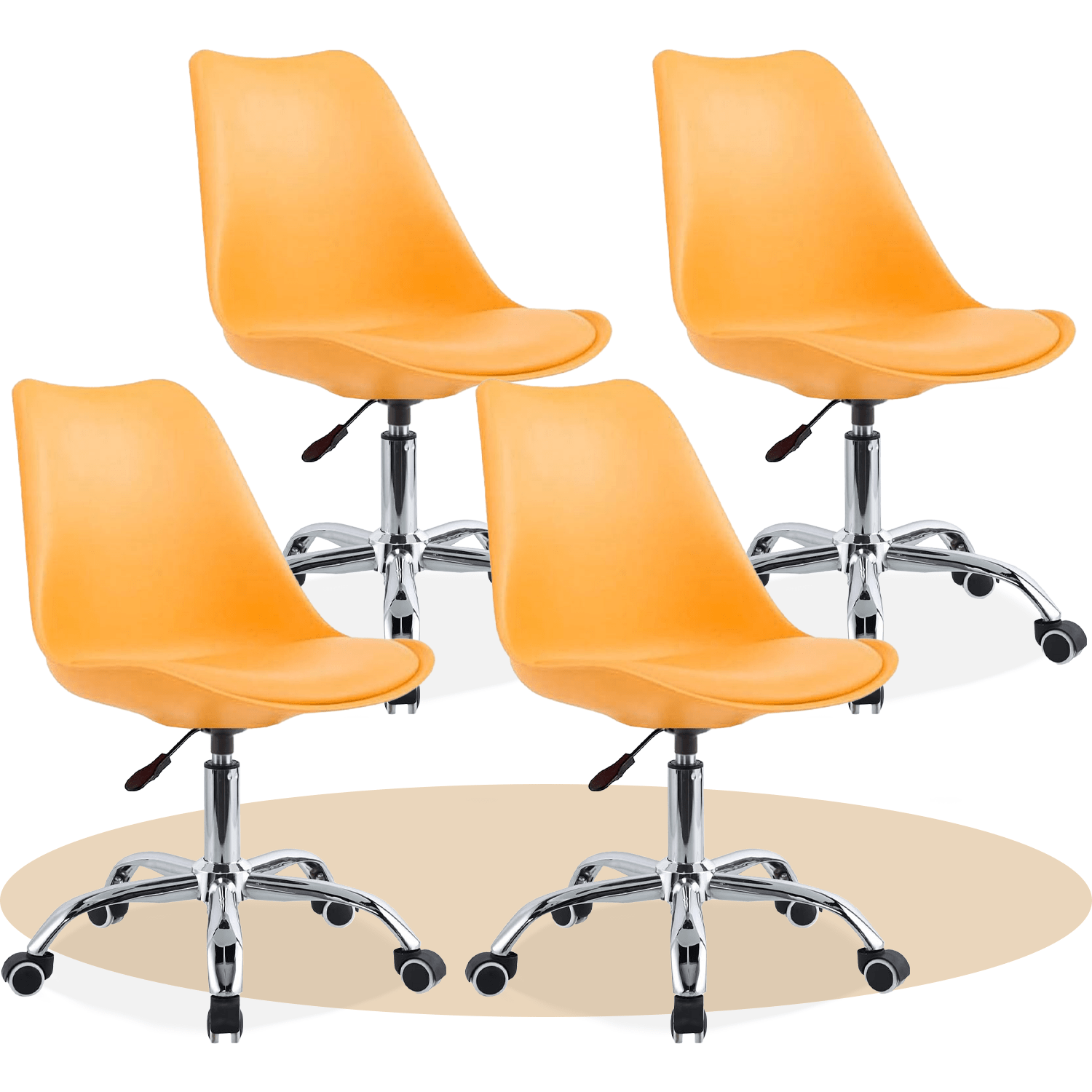 Silla Escritorio Ergonómica con Ruedas, Silla Oficina Giratoria con Altura Ajustable, Acolchada, Estilo Nórdico, Ideal para Estudio y Oficina