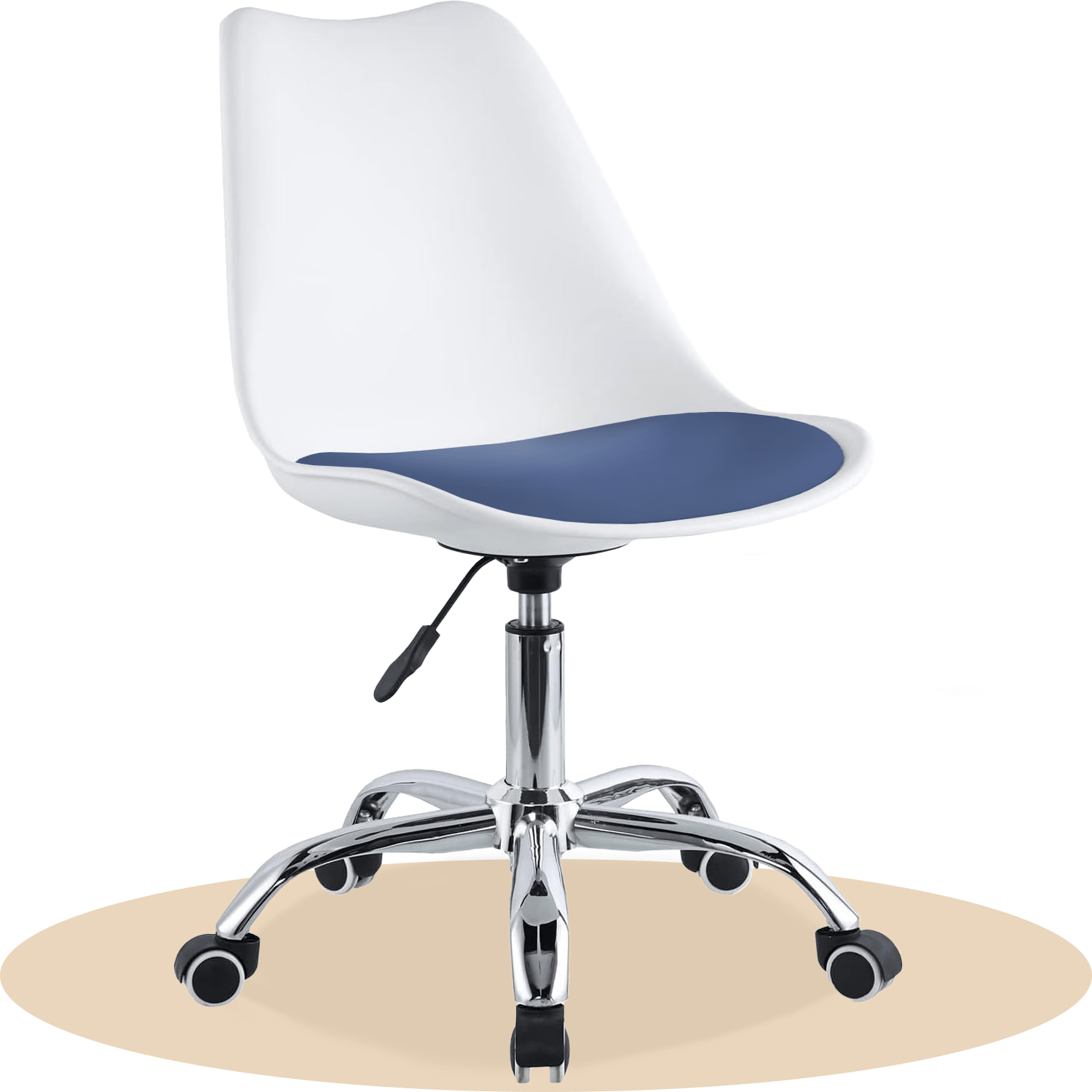 Silla Escritorio Ergonómica con Ruedas, Silla Oficina Giratoria con Altura Ajustable, Acolchada, Estilo Nórdico, Ideal para Estudio y Oficina