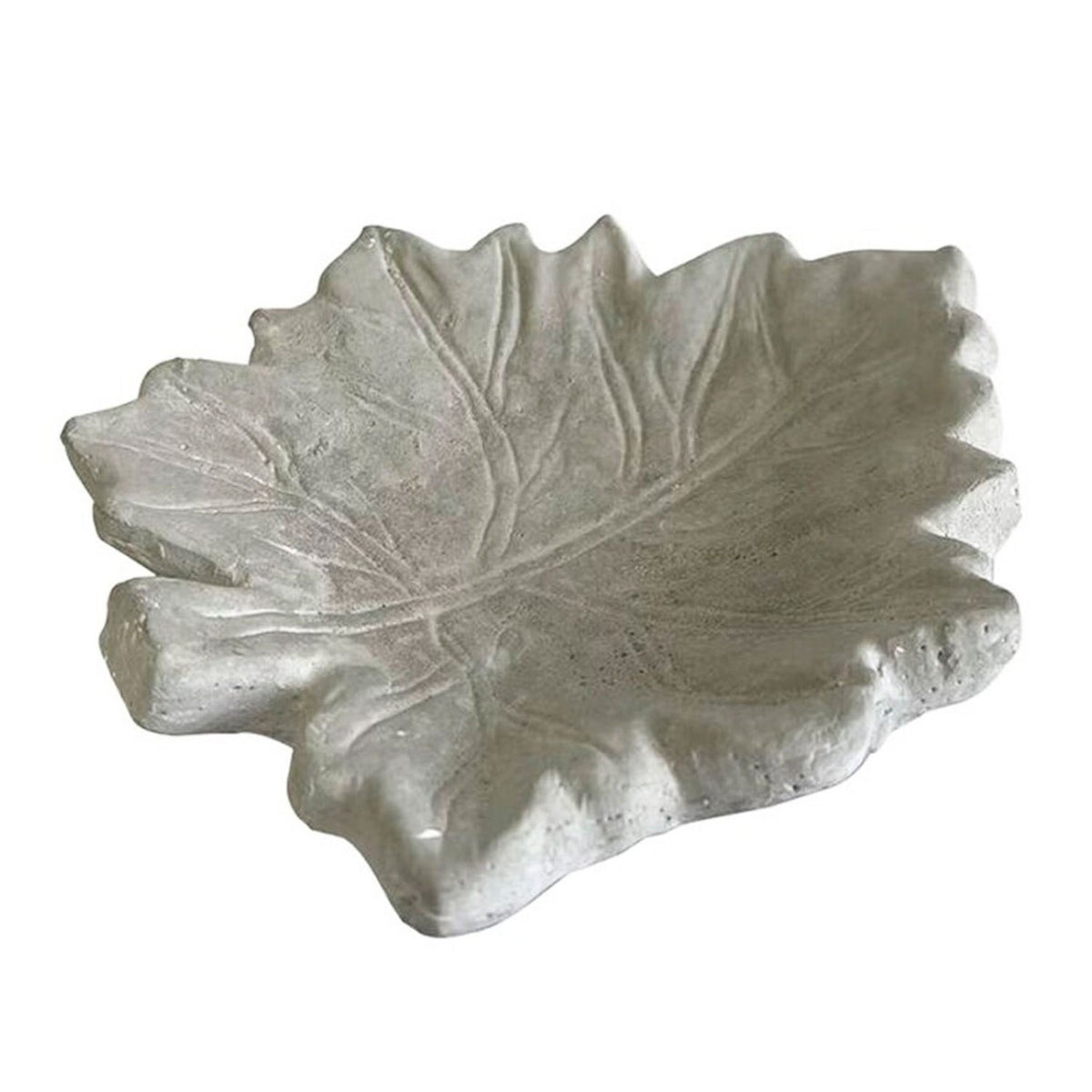 Vaciabolsillos de Cemento con Forma de Hoja, Bandeja Decorativa para Llaves, Monedas, Joyas y Objetos Pequeños, Diseño Natural en Color Gris, 20 x 18 x 9 cm