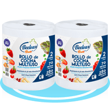 Rollo Papel Cocina Multiuso de 2 Capas, Rollo de Toallas de Papel, Resistente y Muy Absorbente, Hecho con Celulosa Pura, Hasta 280 Usos, 70 metros