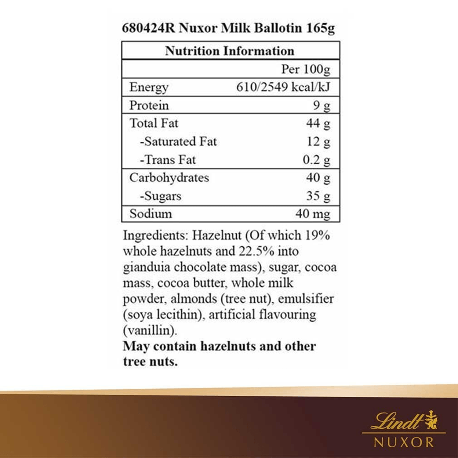 Lindt Nuxor Bombones de Chocolate con Leche y Avellanas, Chocolate Lindt, Chocolate con Frutos Secos, Cremoso, Crujiente, Bombones para Regalar, 150 g