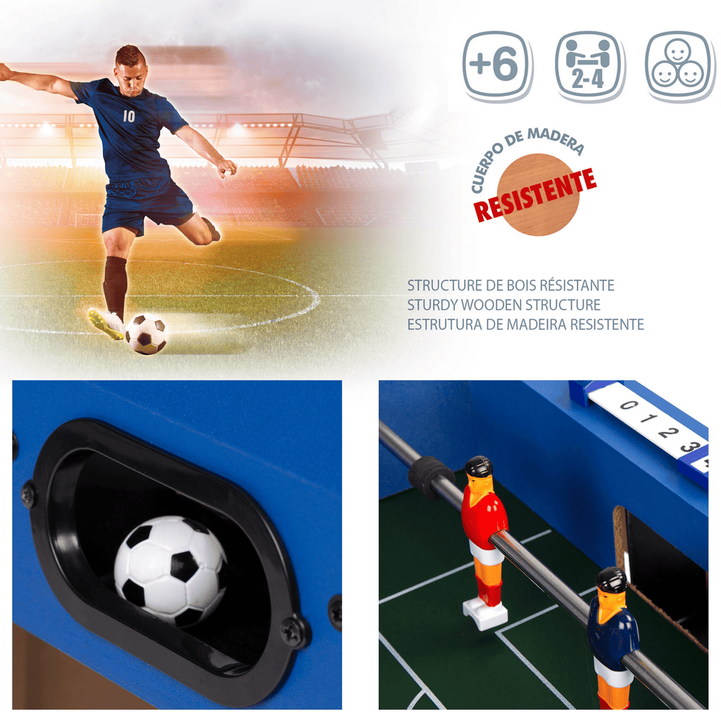 Futbolines para Niños, Futbolin para Niños, Futbolin Mesa Niños, De 2 a 4 Jugadores, Hecho de Madera Resistente, 69 x 37 x 24 cm