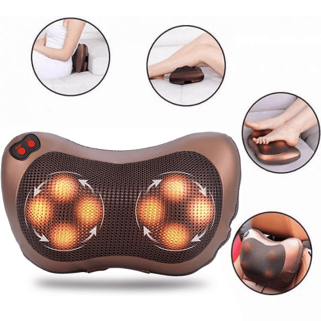 Almohada Masaje con 8 Cabezales de Masaje con Rotación Bidireccional, 3 Velocidades Ajustables, Función de Calor Suave, Ideal para Casa o Viajes, Perfecto para Cuello, Espalda, Piernas y Brazos, Diseño Ergonómico, Materiales Duraderos