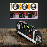 Nivel Laser, Mide con Precisión de forma Práctica y Fácil, Flexómetro 250 cm, 3 burbujas, Regla, Botón ON/OFF Láser, Funciona con 3 Pilas LR44