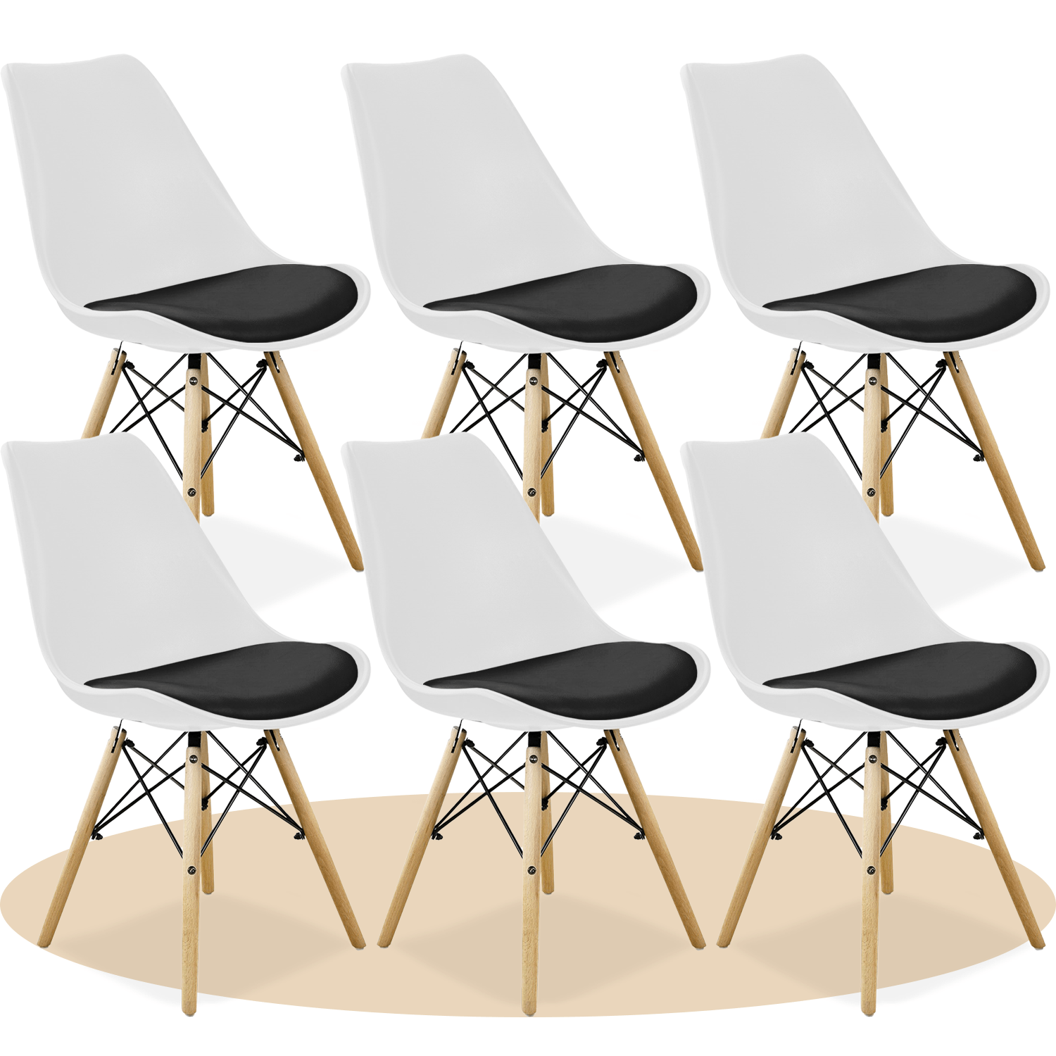 Sillas para Comedor, Sillas para Cocina con Asiento Blando, Tapizado y Patas Resistentes de Madera de Haya, Sillas Nórdicas Minimalistas, 49.5 x 44 x 79.5 cm