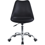 Silla Escritorio Ergonómica con Ruedas, Silla Oficina Giratoria con Altura Ajustable, Acolchada, Estilo Nórdico, Ideal para Estudio y Oficina