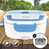 Caja Termica Portatil con 2 Compartimentos Extraibles y Bolsa Térmica, Lonchera Electrica con Asa de Transporte, 1L de Capacidad, Calienta en Pocos Minutos, Enchufe para Casa y Coche Incluido, Espacio para Cubiertos con Cuchara Incluida, Fácil Limpieza