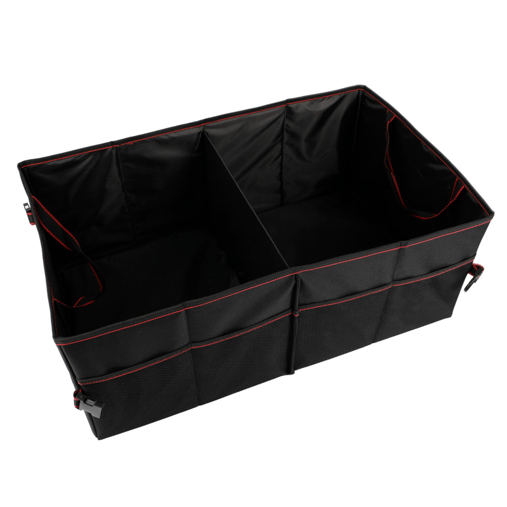 Organizador Maletero Coche con 4 Compartimentos de Rejilla y 2 Compartimentos Grandes, Plegable para Optimizar Espacio, Fijarlo de Forma Segura al Maletero, 63x39x25cm