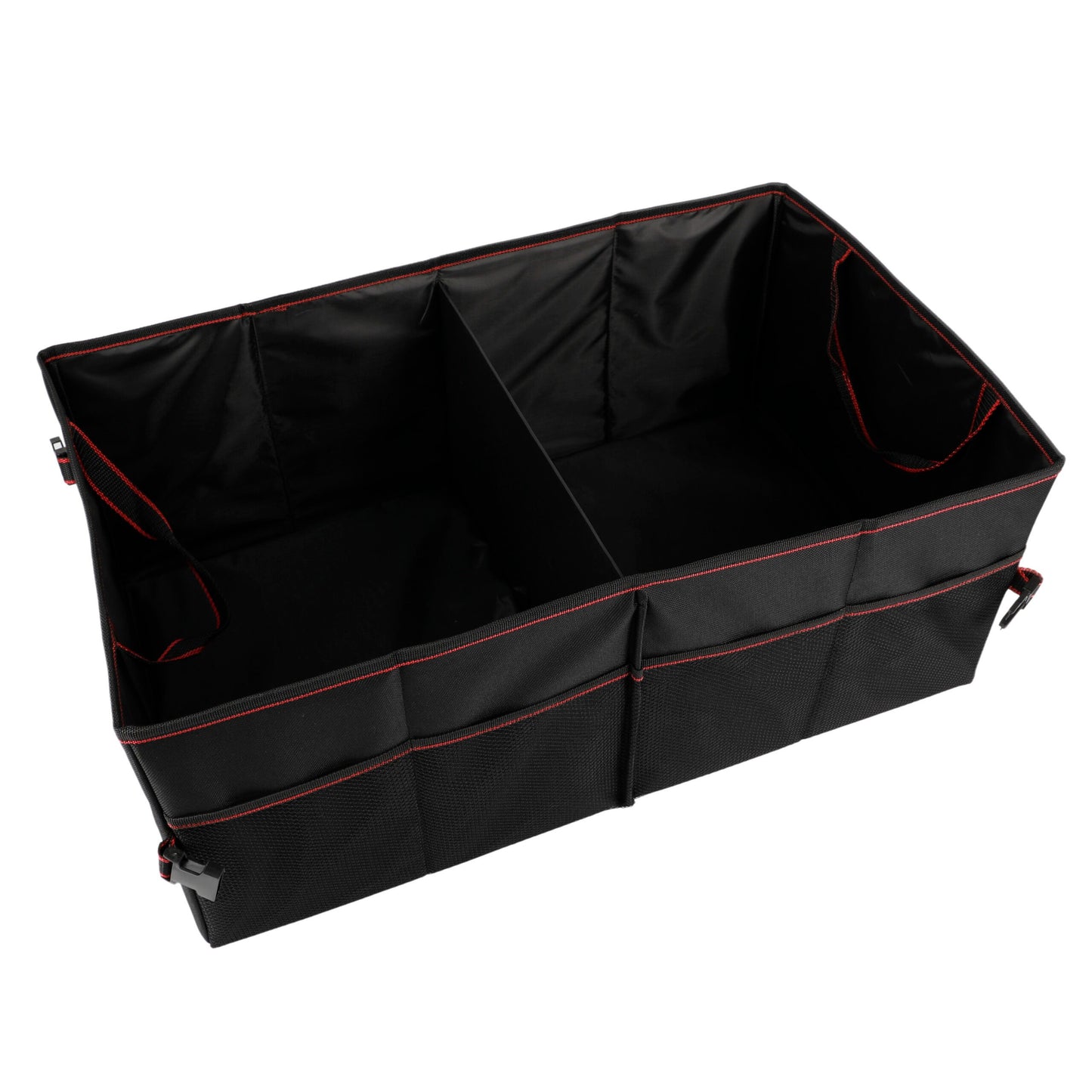 Organizador Maletero Coche con 4 Compartimentos de Rejilla y 2 Compartimentos Grandes, Plegable para Optimizar Espacio, Fijarlo de Forma Segura al Maletero, 63x39x25cm
