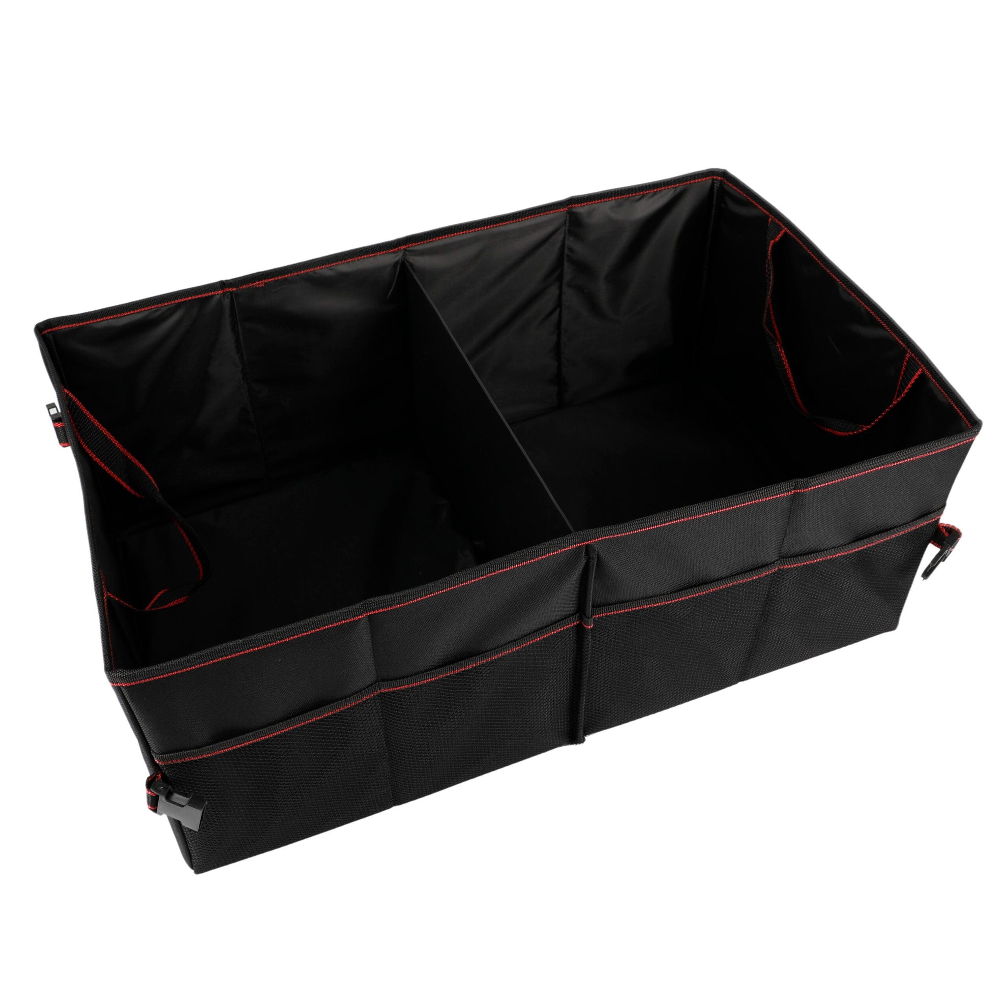 Organizador Maletero Coche con 4 Compartimentos de Rejilla y 2 Compartimentos Grandes, Plegable para Optimizar Espacio, Fijarlo de Forma Segura al Maletero, 63x39x25cm