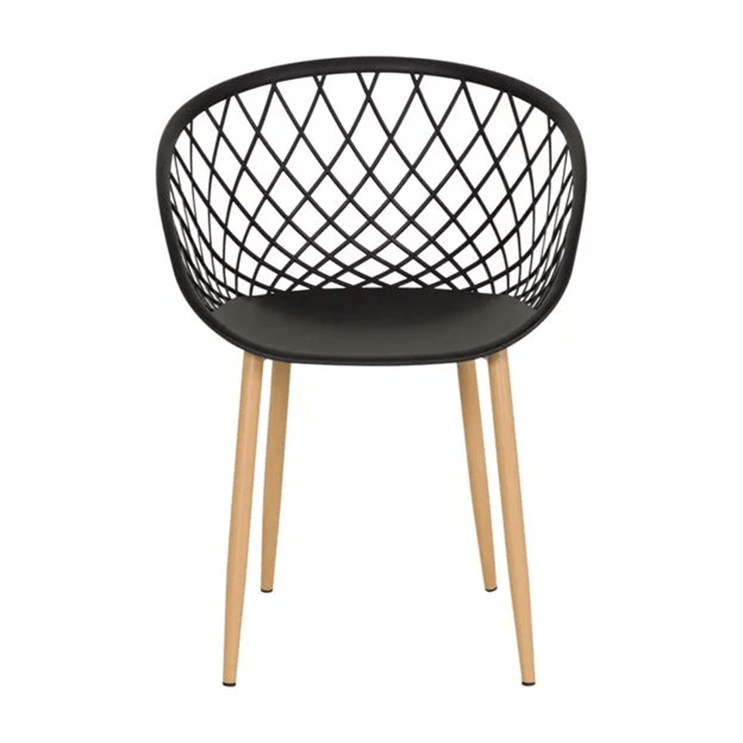 Sillas para Comedor, Sillas para Cocina con Asiento de Polipropileno Ultra Resistente con Diseño tipo Rejilla, Estructura y Patas Metálicas de Color Caqui, 56 x 56 x 80 cm, Negro