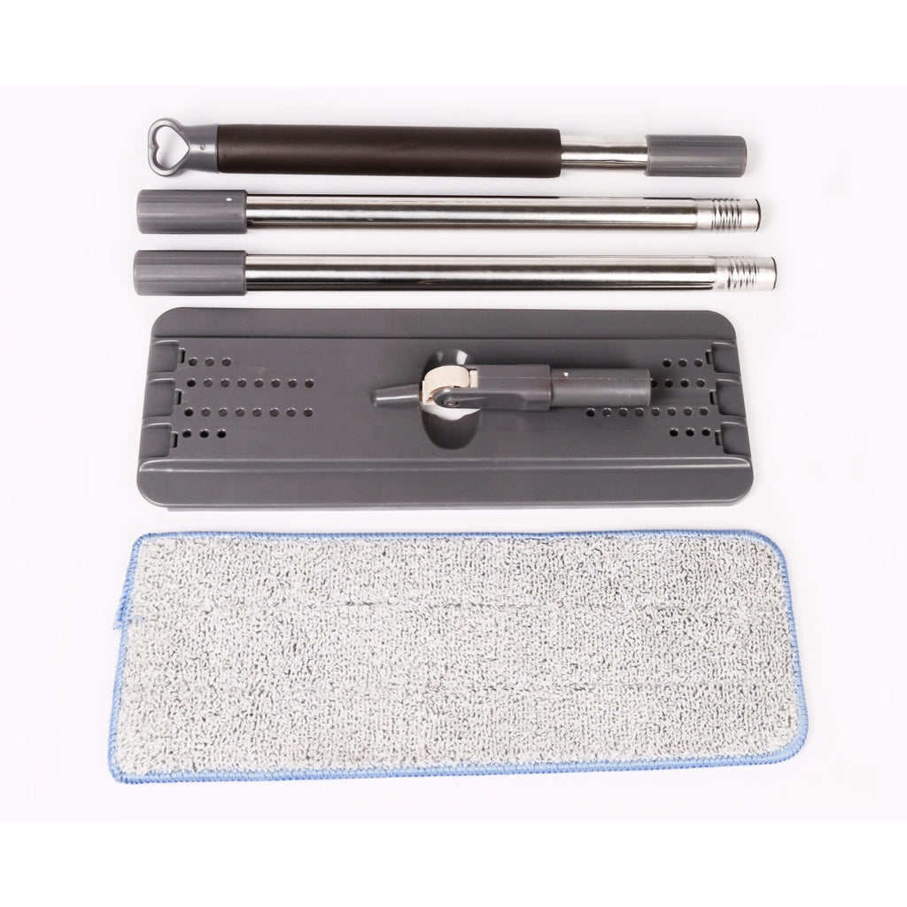 Fregona y Cubo de Limpieza Escurridor con Compartimentos, Cabezal Plano y Flexible Rotación 360. Cubo Escurrefacil. Recipiente Auto Limpiante que Permite el Lavado y Secado de la Mopa. Se puede usar en Seco o en Mojado. Ideal para Limpiar Suelos, Paredes
