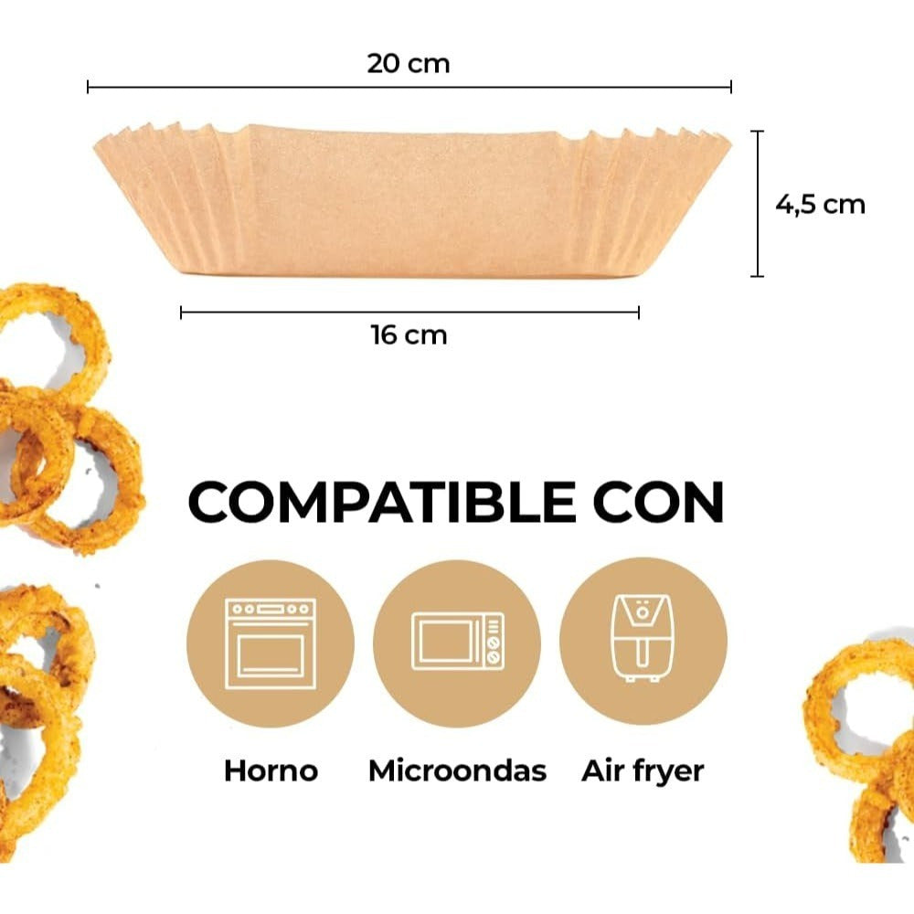 x50 Papel Freidora Aire, Papel Antiadherente, Resistente e Impermeable, Ideal para Freidoras sin Aceite, Papel Air Fryer Cuadrado, 20 cm