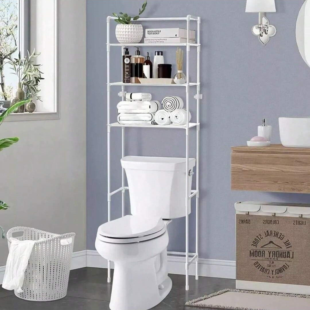 Estantería Baño sobre Inodoro, Optimiza Espacio, 3 Baldas, Facil Montaje, Ideal para Espacios Reducidos, 47 x 25 x 155 cm