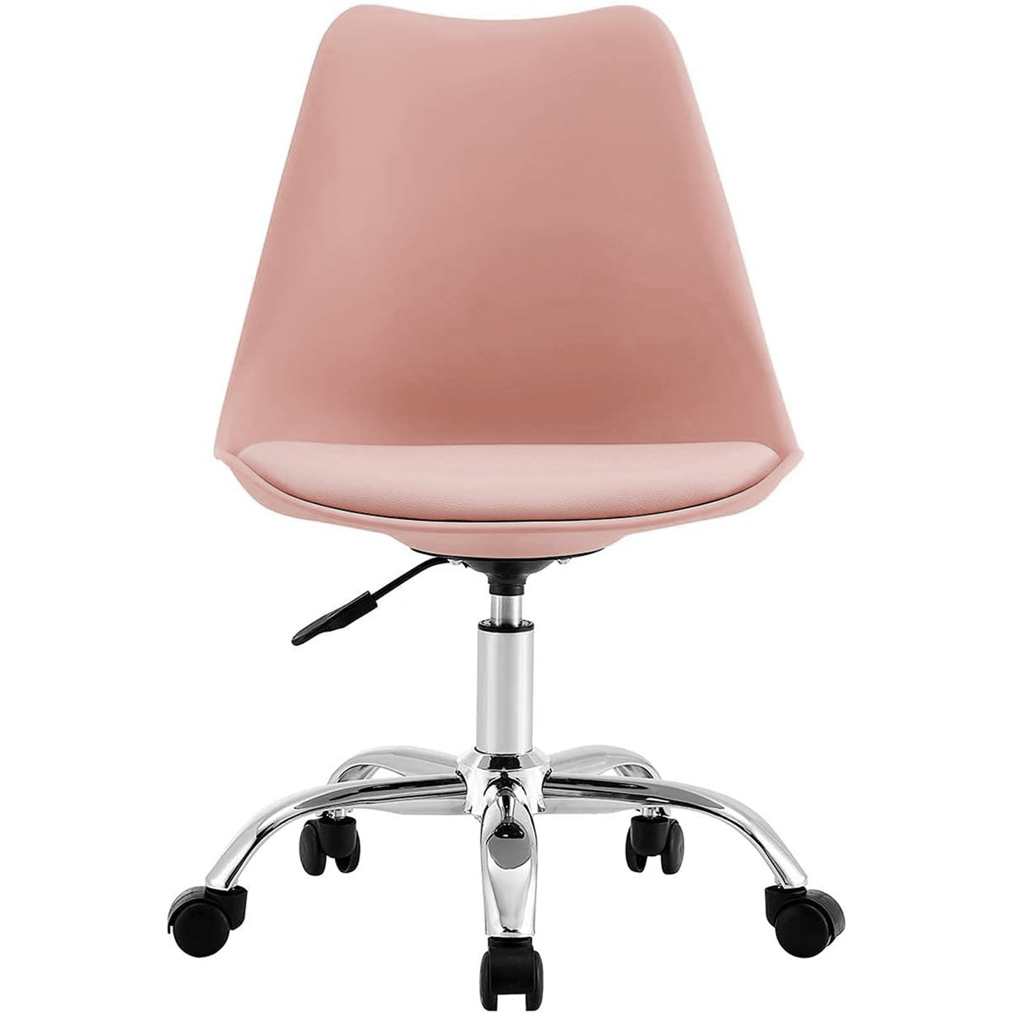 Silla Escritorio Ergonómica con Ruedas, Silla Oficina Giratoria con Altura Ajustable, Acolchada, Estilo Nórdico, Ideal para Estudio y Oficina