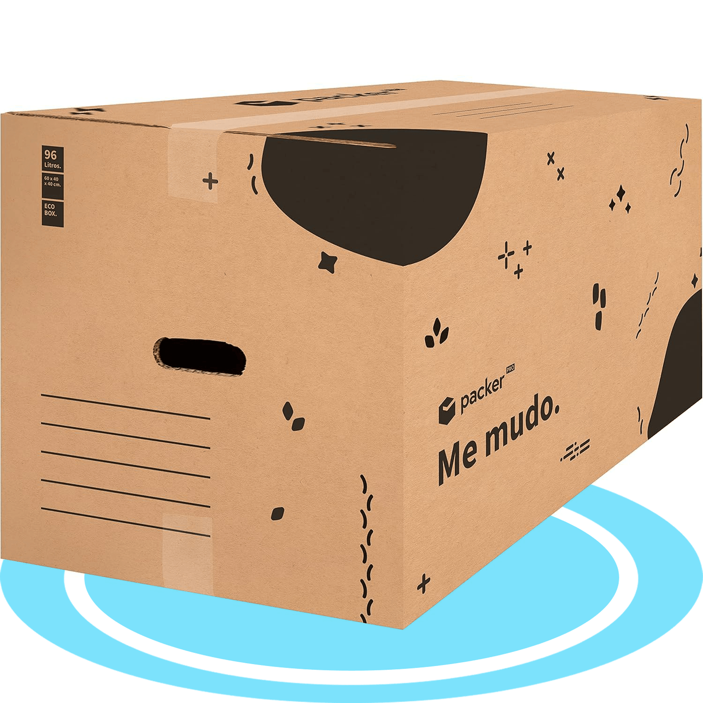 packer PRO Caja Cartón para Mudanzas y Almacenaje Ultra Resistentes con Asas, Cartón Resistente de Máxima Durabilidad, Tamaño Ideal para Mudanzas y Almacenaje de Libros, Objetos y Ropa, Asas Laterales para Manejo Fácil y Seguro