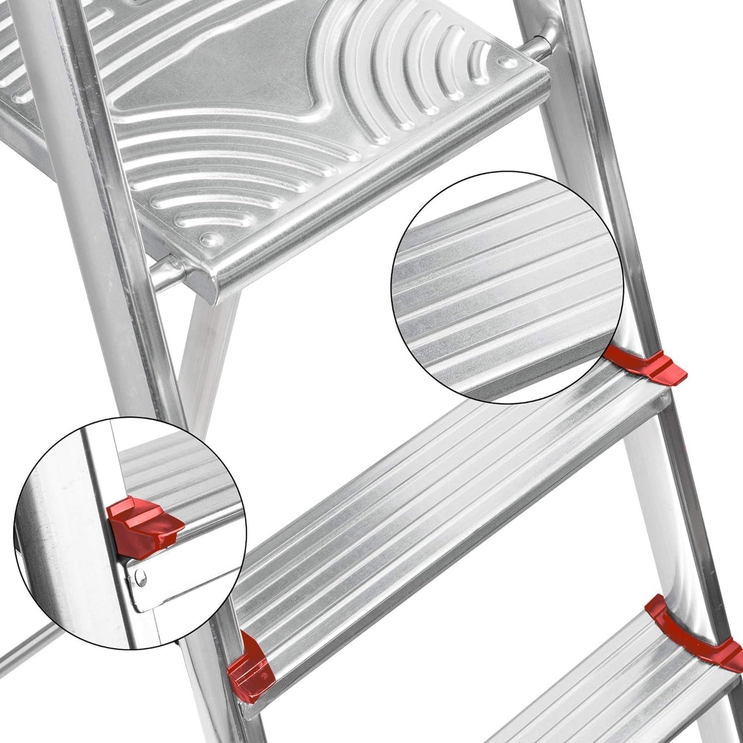 Escaleras Plegables Aluminio de Tijera Super Resistente hasta 150Kg, Acero y Aluminio Antideslizantes
