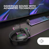 Mars Gaming MH-Pro, Auriculares Gaming ARGB Flow, Sonido Envolvente, Almohadillas Air 3D, Micrófono, PS4, PS5, Xbox One, Xbox Series X-S, Switch, Switch 2, Windows, Mac, Smartphone y Tablet, Negro