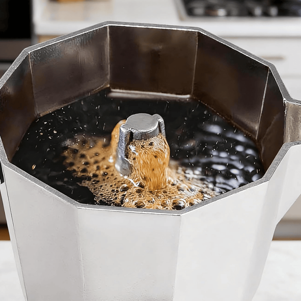 Cafetera Italiana 9 Tazas, Cafetera Italiana de Aluminio con Mango Ergonómico, Compatible con Cocina de Gas, Vitrocerámica e Inducción, Válvula de Seguridad