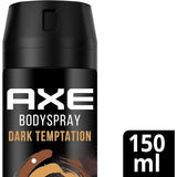 Axe Desodorante Spray Antitranspirante Dark Temptation, Aroma a Chocolate Negro​, Olor Irresistible durante 48 horas, 150ml por Spray