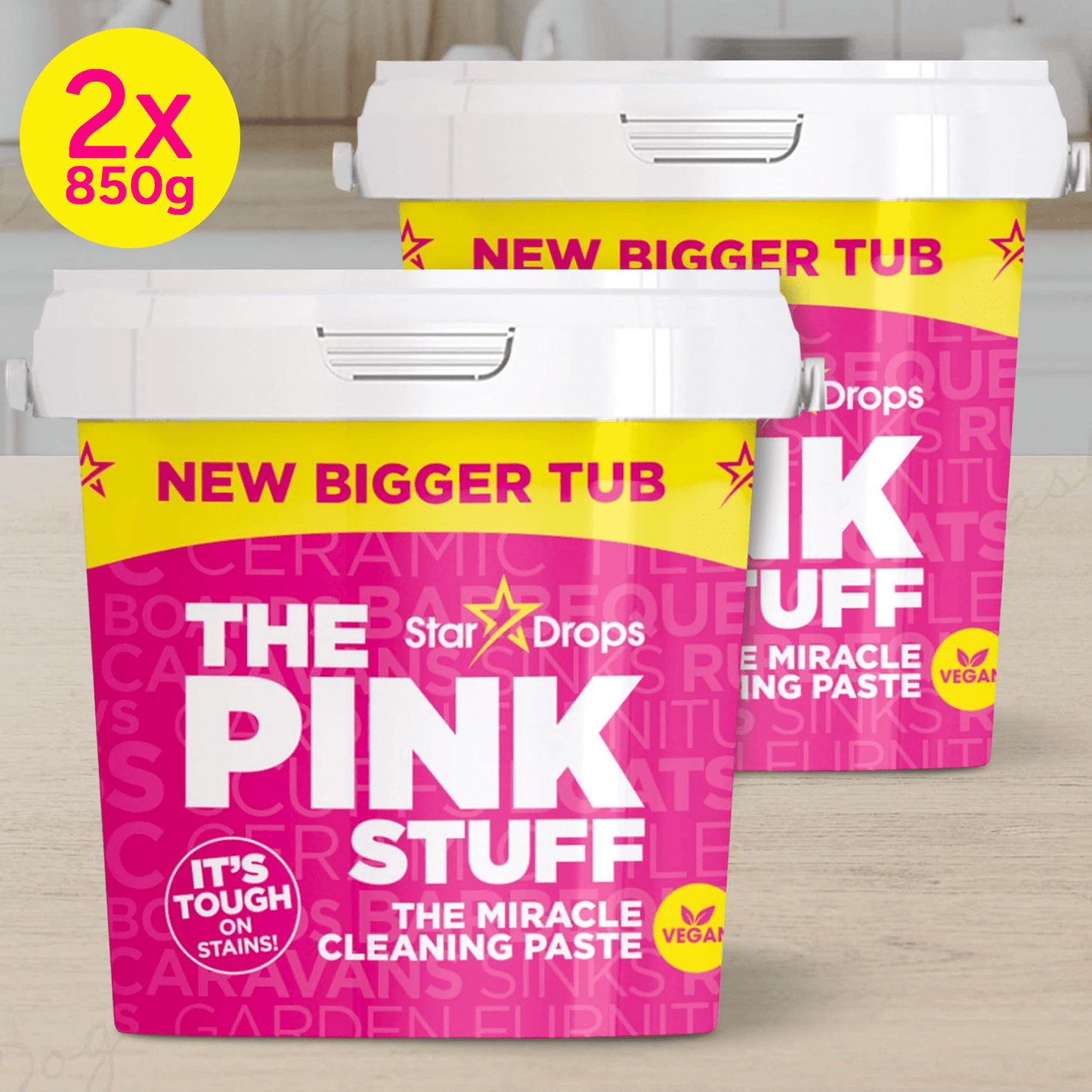 The Pink Stuff 2 x 850g, Limpieza Hogar Pasta Limpiadora Multiusos ideal para Eliminar Manchas y Suciedad, Eficaz y Concentrado, Fácil Aplicación, Pack Ahorro de 2 Unidades de 850g