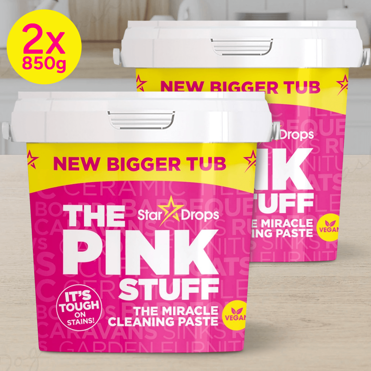 The Pink Stuff 2 x 850g, Limpieza Hogar Pasta Limpiadora Multiusos ideal para Eliminar Manchas y Suciedad, Eficaz y Concentrado, Fácil Aplicación, Pack Ahorro de 2 Unidades de 850g