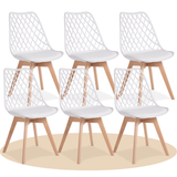 1/2/4/6 Unidad Sillas para Comedor, Sillas para Cocina con Asiento Blando, Tapizado y Patas Resistentes de Madera de Haya, Sillas Nórdicas con Diseño Tramado