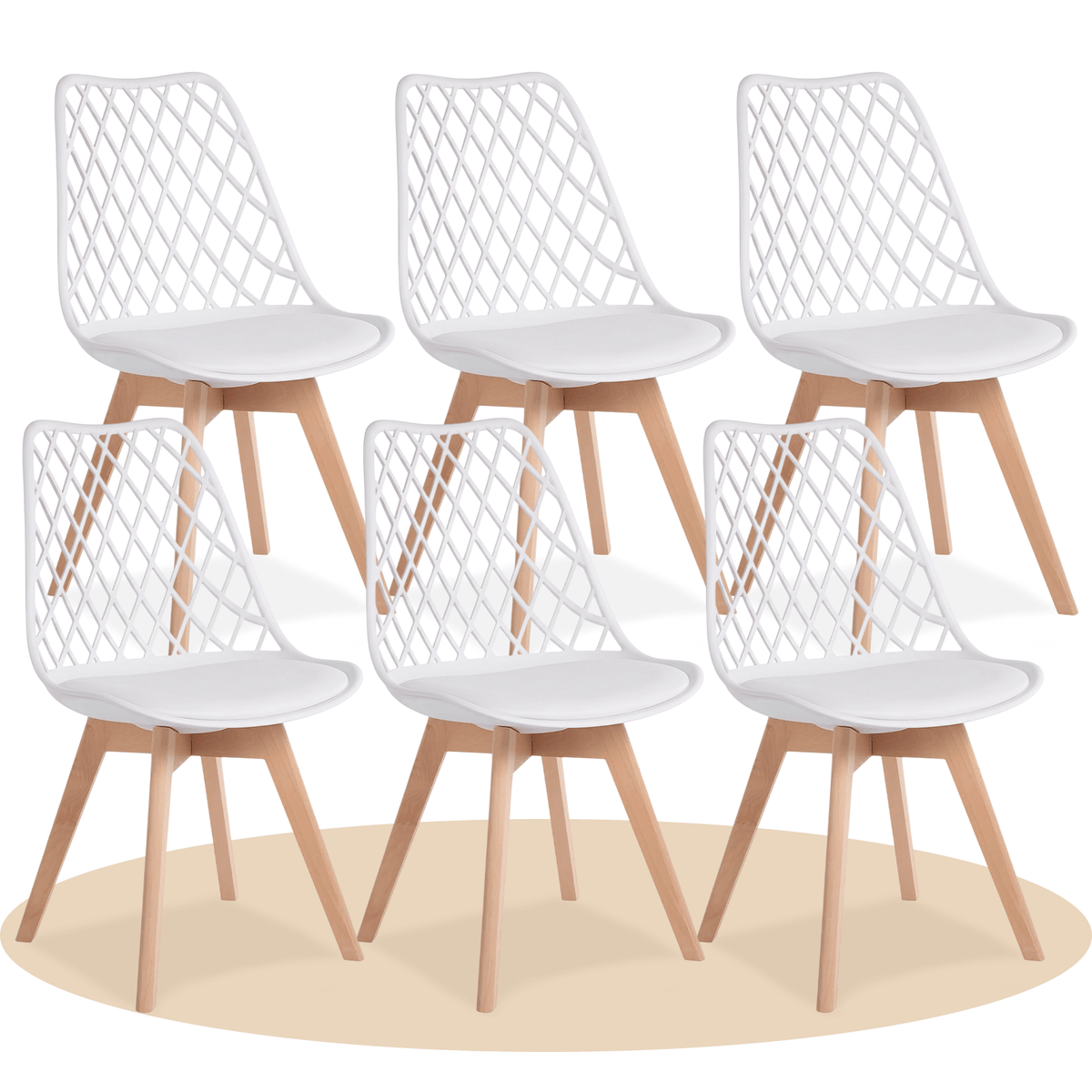 1/2/4/6 Unidad Sillas para Comedor, Sillas para Cocina con Asiento Blando, Tapizado y Patas Resistentes de Madera de Haya, Sillas Nórdicas con Diseño Tramado
