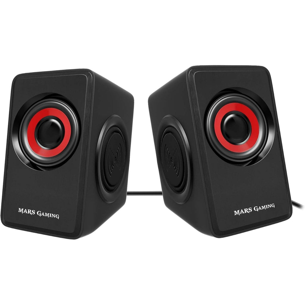 MARSGAMING MS1, altavoces 10W, subwoofer, Jack 3.5mm, Pc/Mac/smartphone/tablet, Negro/Rojo