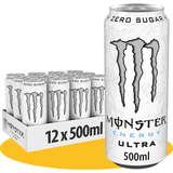 MONSTER ENERGY Ultra White Bebida Energética Sin Azúcar, 12/24 Latas de 500ml