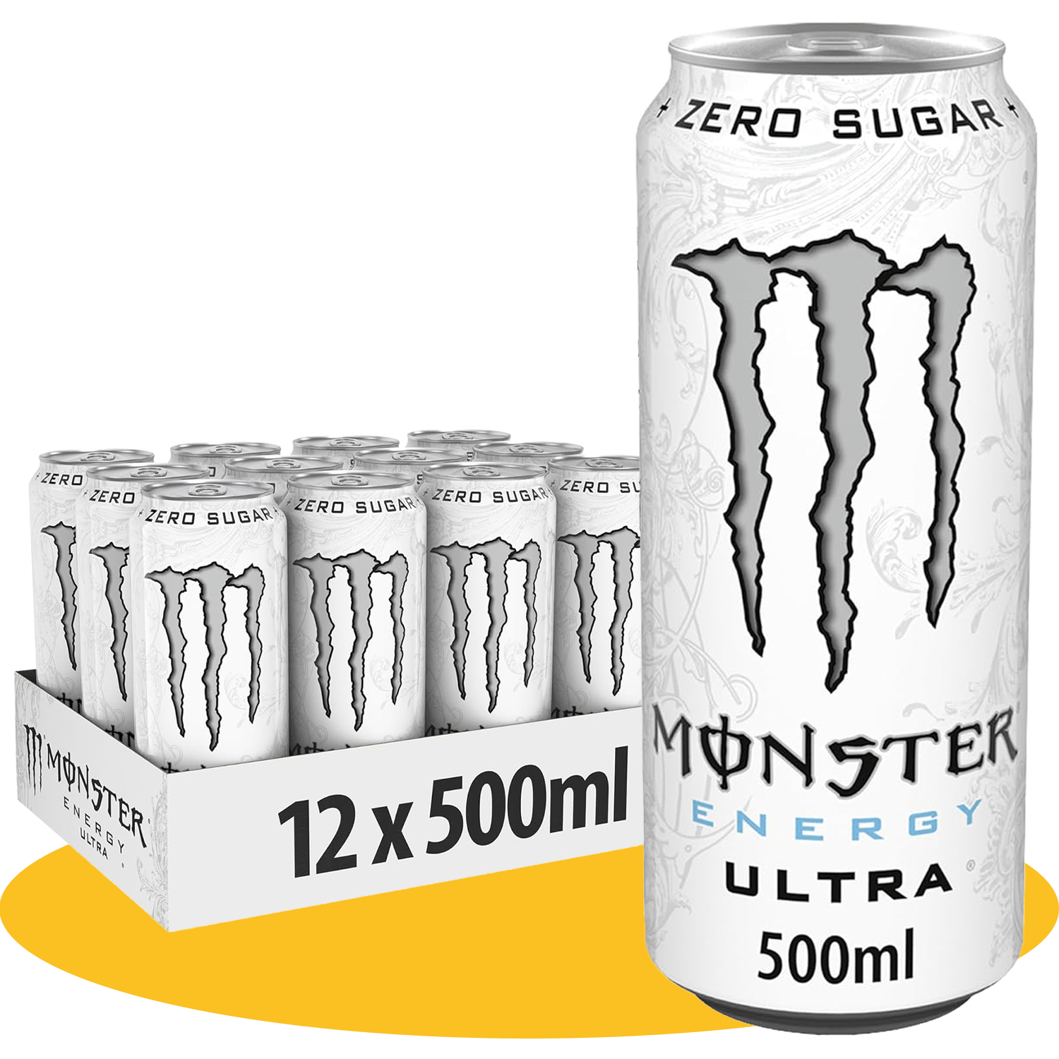 MONSTER ENERGY Ultra White Bebida Energética Sin Azúcar, 12/24 Latas de 500ml