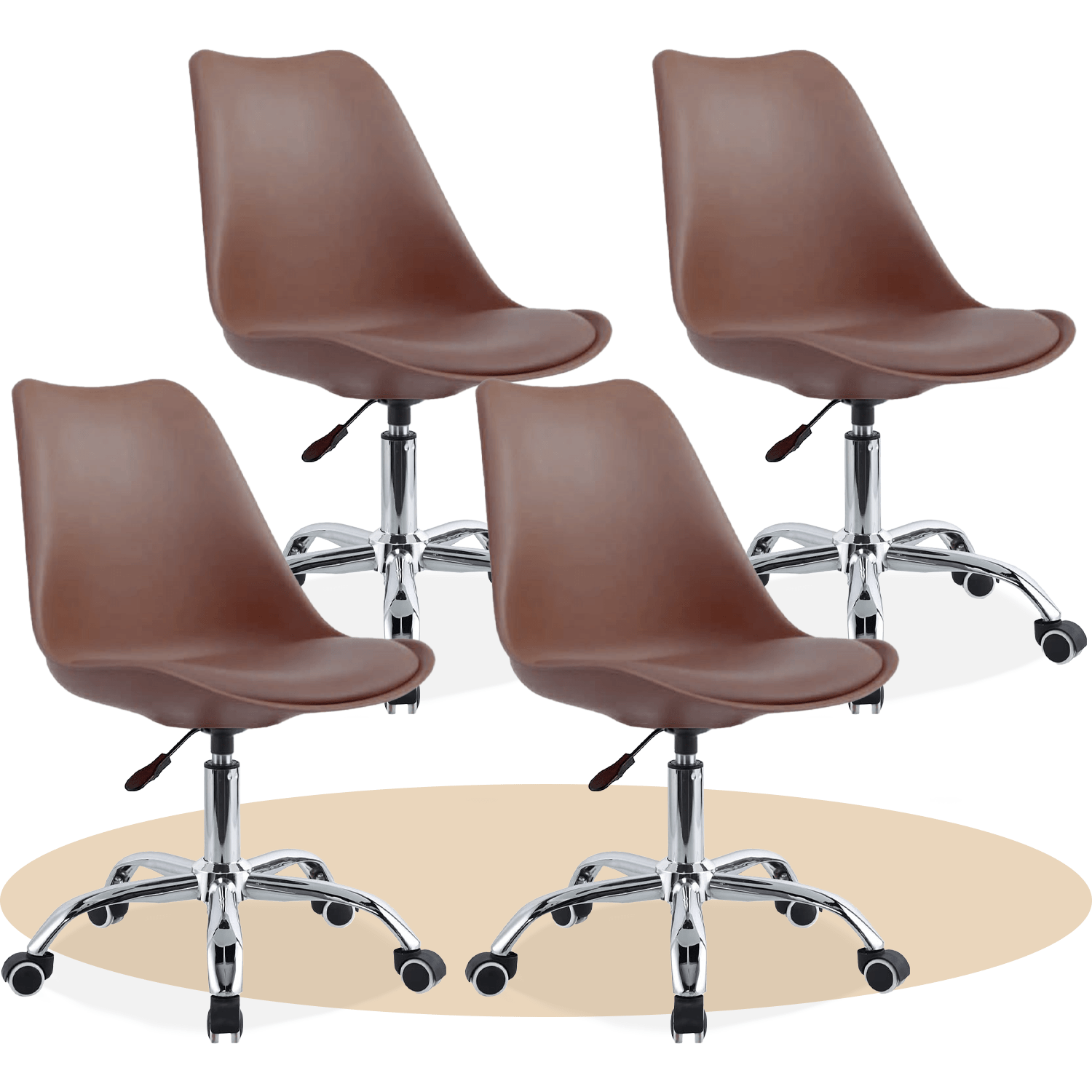 Silla Escritorio Ergonómica con Ruedas, Silla Oficina Giratoria con Altura Ajustable, Acolchada, Estilo Nórdico, Ideal para Estudio y Oficina
