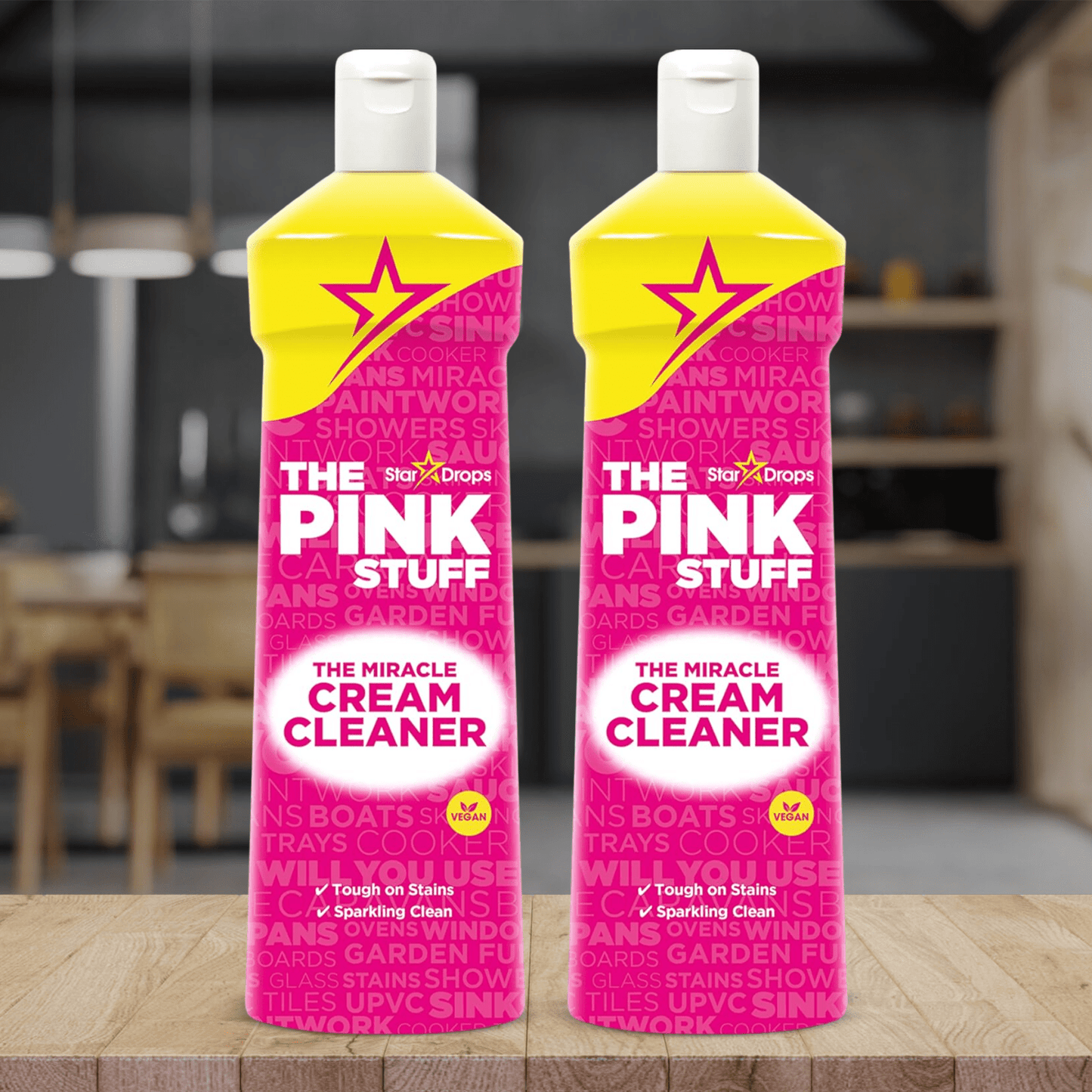 The Pink Stuff Limpieza Hogar Crema Limpiadora Multiusos ideal para Eliminar Manchas, Grasa y Suciedad, Eficaz y Concentrado, Fácil Aplicación, 2 Unidades de 500ml