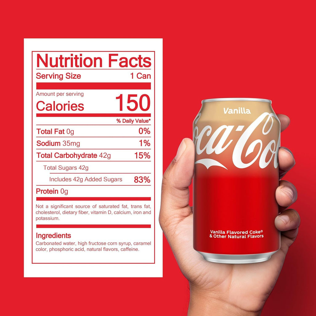Coca-Cola Sabor Original / Zero / Sabor Cherry / Sabor Vainilla, Refresco de Cola, Pack Ahorro de 24 Latas de 330ml