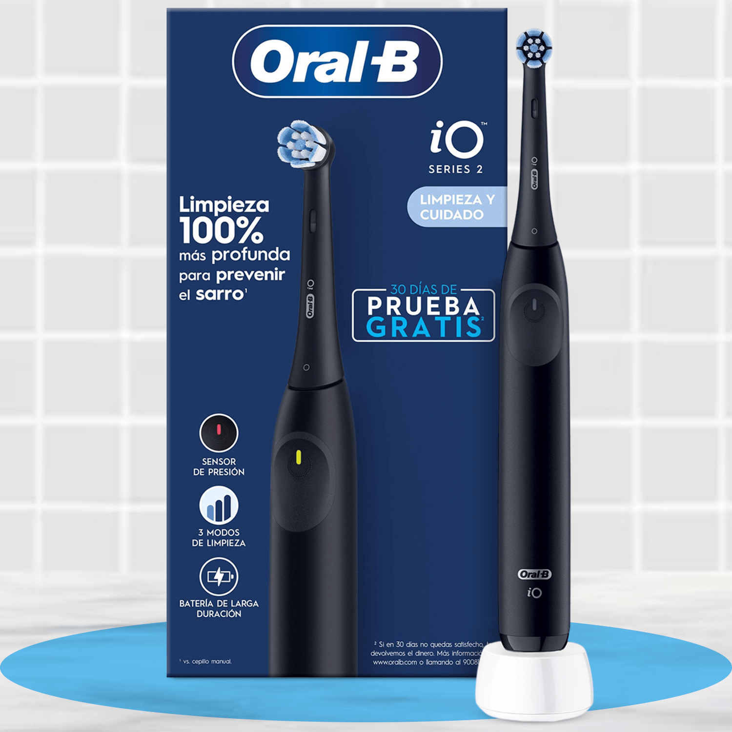 Oral-B iO Series 2 Cepillo de Dientes Eléctrico, Limpieza Profunda para Prevenir el Sarro, Sensor de Presión, 3 Modos de Limpieza, Larga Duración