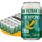 El Aguila Sin Filtrar 00 Cerveza Lager Especial Sin Alcohol Pack Lata, 24 Latas de 33cl