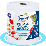 Rollo Papel Cocina Multiuso de 2 Capas, Rollo de Toallas de Papel, Resistente y Muy Absorbente, Hecho con Celulosa Pura, Hasta 280 Usos, 70 metros