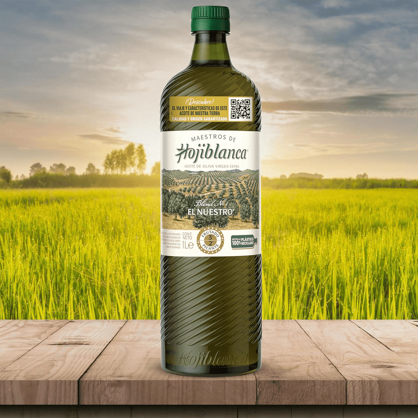 MAESTROS DE HOJIBLANCA Aceite de Oliva Virgen Extra, Botella de 1L
