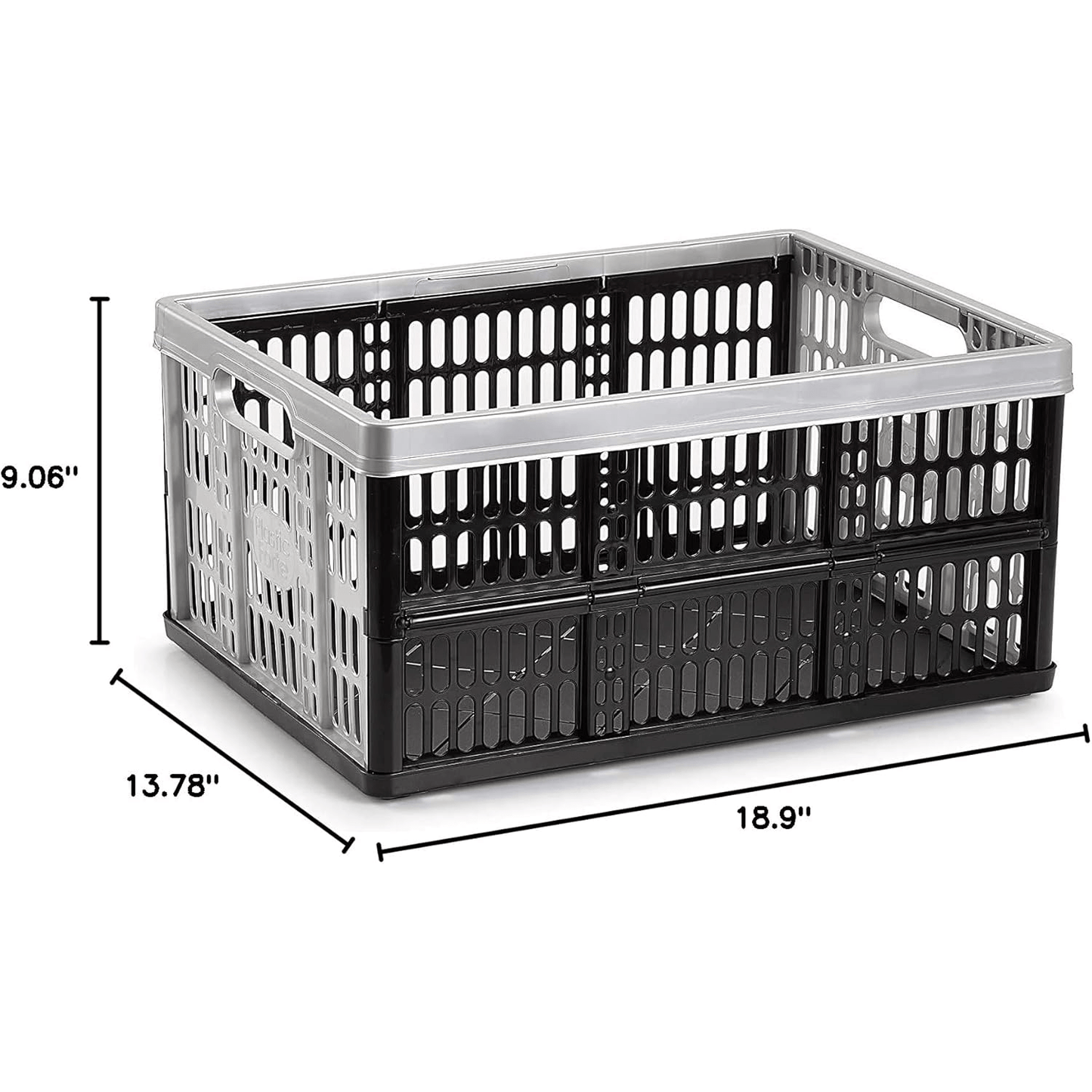 Caja Plegable de 32 Litros de Capacidad, Caja Almacenamiento Plástico Resistente y Robusta, 2 Asas Laterales para Facilitar el Transporte, Perfecta para Llevar en el Maletero del Coche, Medida sin Plegar 48 x 35 x 23 cm, Medida Plegada 48 x 35 x 4 cm