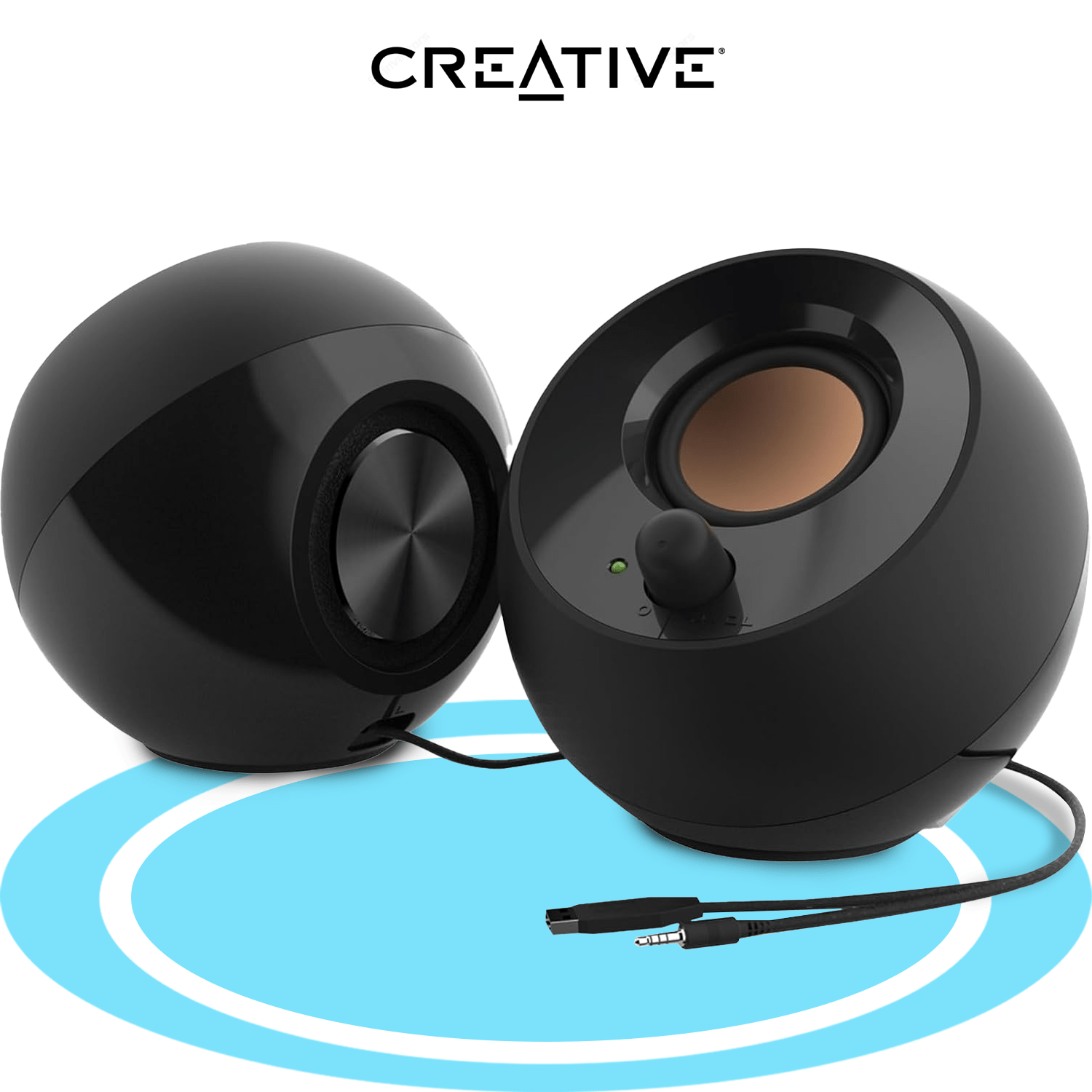 CREATIVE Set de Altavoces Ordenador 2.0, para Ordenador Portatil y Oficina, Alámbrico 3,5 mm, 4,4 W, 100 - 17000 Hz, Creative Labs Pebble