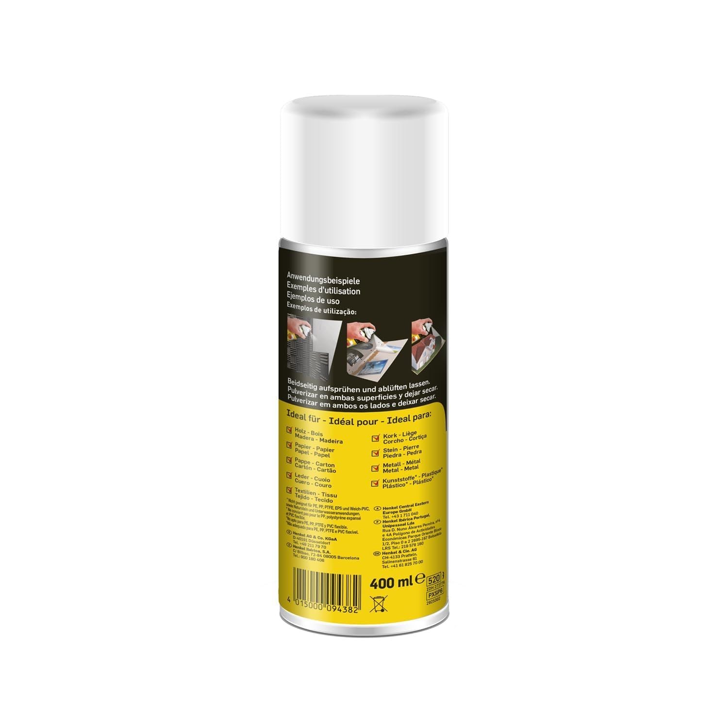 Pattex Contact Spray, Cola de Contacto Permanente, Pegamento Spray, Pegamento Fuerte para Trabajos de Bricolaje y Reparación, 400 ml