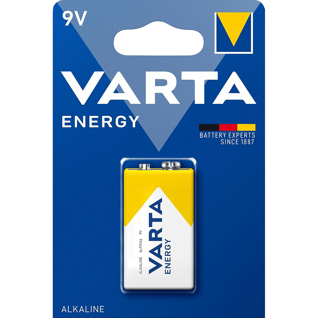 Pilas 9V Alcalinas, Pilas 9v Cuadradas de Alto Rendimiento, VARTA Energy, Larga Duración, Energía Continua, Ideal para Detectores de Humo, Micrófonos Inalámbricos, Pedales de Guitarra, Multímetros, Electrodomésticos