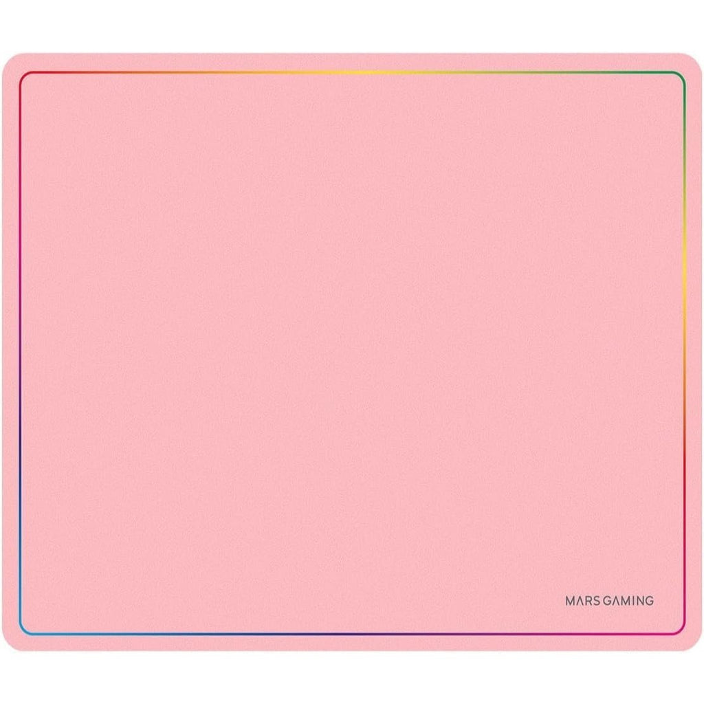 Mars Gaming MMP124, Alfombrilla Gaming 360x260mm, Diseño de Bordes Rainbow, Base Antideslizante de Caucho Natural, Superficie Nanotextil de Alta Precisión, Alfombrilla de Ratón Flexible, Rosa